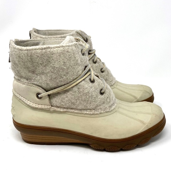 Sperry Saltwater Tide Wedge Boot Ivory‎ Womens 6 - Picture 1 of 7